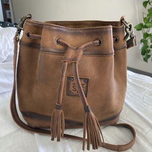 Brown Leather Bucket Bag